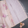 Raw Silk Onion Pink Floral Printed Saree With Ribbon Border
