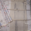 Raw Silk Grey Printed Saree With Ribbon Border