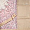 Katan Silk Cream Printed With Sequence Work Saree 02