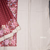 Katan Silk Maroon Floral Printed With Sequence Work Saree And Thread Border