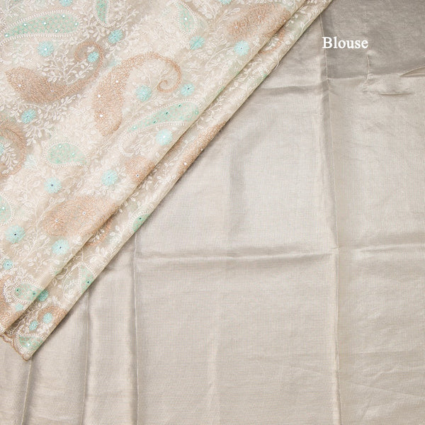 Tissue Kota Gold Thread Work Saree With Paisley Design