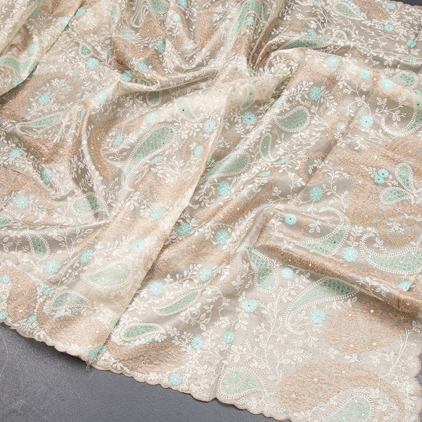 Tissue Kota Gold Thread Work Saree With Paisley Design
