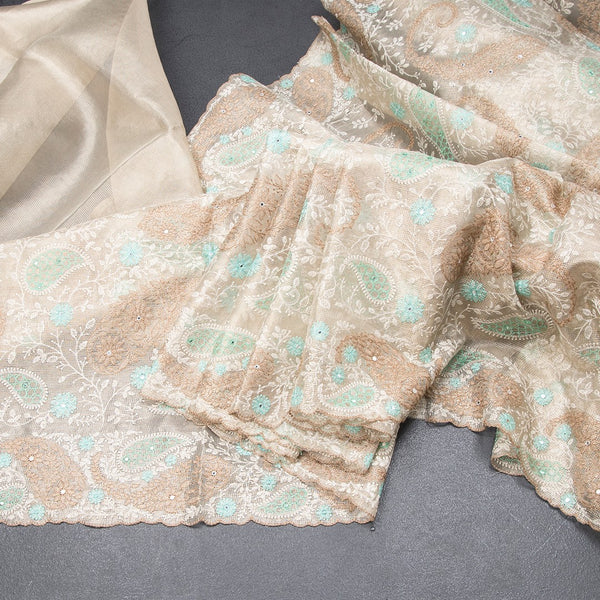 Tissue Kota Gold Thread Work Saree With Paisley Design