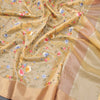 Tissue Kota Yellow Thread Embroidered Saree With Zari Border