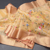 Tissue Kota Yellow Thread Embroidered Saree With Zari Border