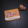 Katan Silk Mango Yellow Floral Printed With Sequence Work Saree And Thread Border