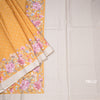Katan Silk Mango Yellow Floral Printed With Sequence Work Saree And Thread Border