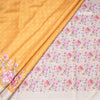 Katan Silk Mango Yellow Floral Printed With Sequence Work Saree And Thread Border