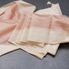 Raw Silk Baby Pink Zari Stripes Saree With Printed Border
