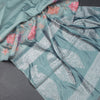 Raw Silk Powder Blue Zari stripes Saree And Printed Sequence Work