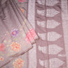 Raw Silk Brown Zari stripes Saree And Printed Sequence Work