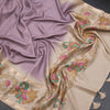 Tussar Lavender Plain Saree With Temple Border