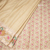 Tussar Pastel Yellow Plain Saree With Temple Border