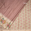 Tussar Light Brown Plain Saree With Temple Border