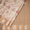 Raw Silk Cream Zari Stripes With Floral Printed Saree 03