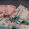 Semi Raw Silk Onion Pink Floral Printed Saree With Ribbon Border