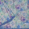 Semi Raw Silk Sky Blue Floral Printed Saree With Ribbon Border