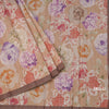 Semi Raw Silk Light Brown Floral Printed Saree With Ribbon Border
