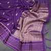 Tussar Dark Purple Saree With Zari Buttas And Satin Border