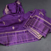 Tussar Dark Purple Saree With Zari Buttas And Satin Border