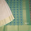 Raw Silk Cream Plain Saree With Zari Border 02