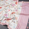 Raw Silk Cream Floral Printed Saree With Zari Border 02