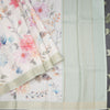 Raw Silk Cream Floral Printed Saree With Zari Border 03