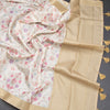 Raw Silk Cream Floral Printed Saree With Zari Border 06