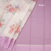 Kota Cream Floral Printed Saree With Zari Buttas On Border