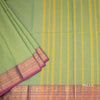 Chettinad Cotton Lime Green Plain Saree With Zari Border With Blouse