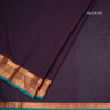Chettinad Cotton Dark Maroon Plain Saree With Zari Border With Blouse