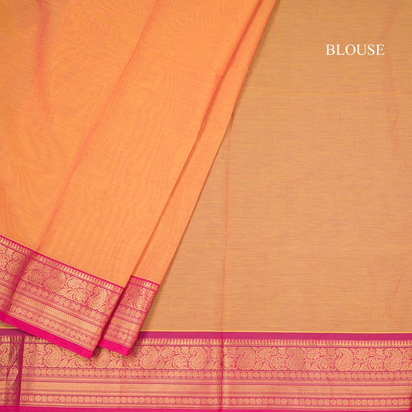 Chettinad Cotton Shot Colour Plain Saree With Zari Border With Blouse