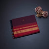 Chettinad Cotton Maroon Saree With Small Buttas And Temple Border With Blouse