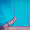 Chettinad Cotton Sky Blue Saree With Small Buttas And Temple Border With Blouse