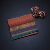 Chettinad Cotton Light Orange Saree With Small Buttas And Temple Border With Blouse