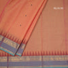 Chettinad Cotton Light Orange Saree With Small Buttas And Temple Border With Blouse