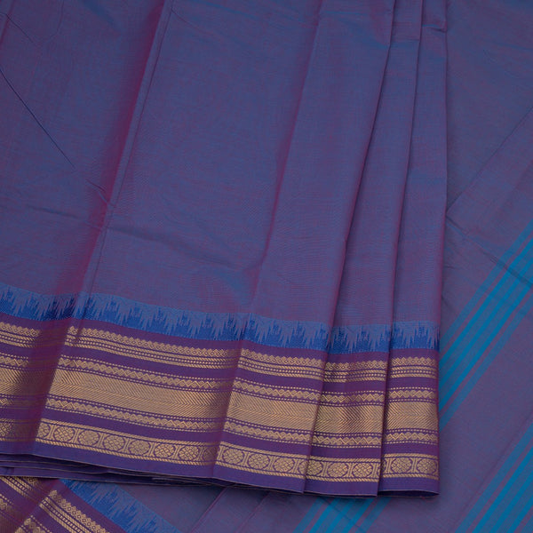 Chettinad Cotton Shot Colour Plain Saree With Zari Border Without Blouse 04