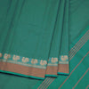 Chettinad Cotton Peacock Green Checked Saree With Mustard Border Without Blouse