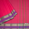 Chettinad Cotton Reddish Pink Plain Saree With Zari Border Without Blouse