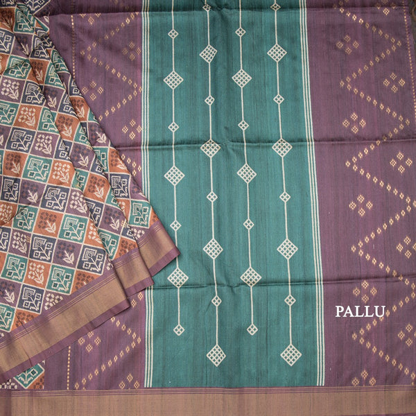 Raw Silk Multi Colour Printed Saree With Zari Border 02