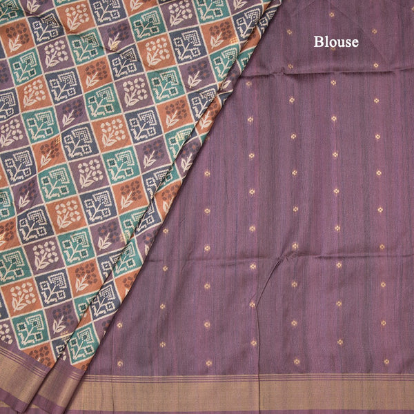 Raw Silk Multi Colour Printed Saree With Zari Border 02