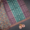 Raw Silk Multi Colour Printed Saree With Zari Border 02