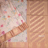 Raw Silk Light Peach Floral Printed Saree With Zari Border
