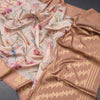 Raw Silk Light Peach Floral Printed Saree With Zari Border