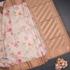 Raw Silk Light Peach Floral Printed Saree With Zari Border