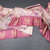 Raw Silk Light Pink Floral Printed Saree With Zari Border