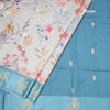Raw Silk Light Blue Floral Printed Saree With Zari Border