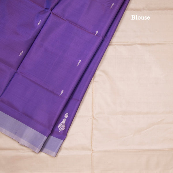 Vaazhai Naar Purple Saree With Thread Buttas And Contrast Pallu