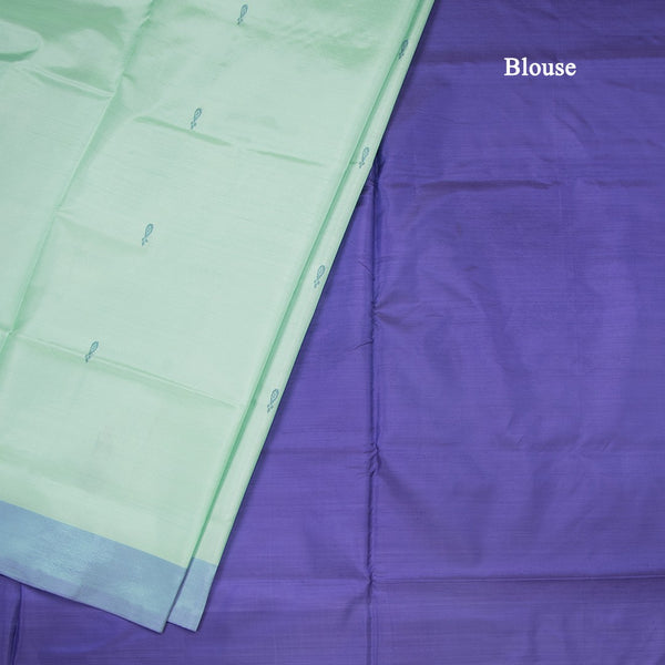 Vaazhai Naar Mint Green Saree With Thread Buttas And Contrast Pallu