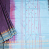 Vaazhai Naar Dark Purple Saree With Thread Buttas And Contrast Pallu